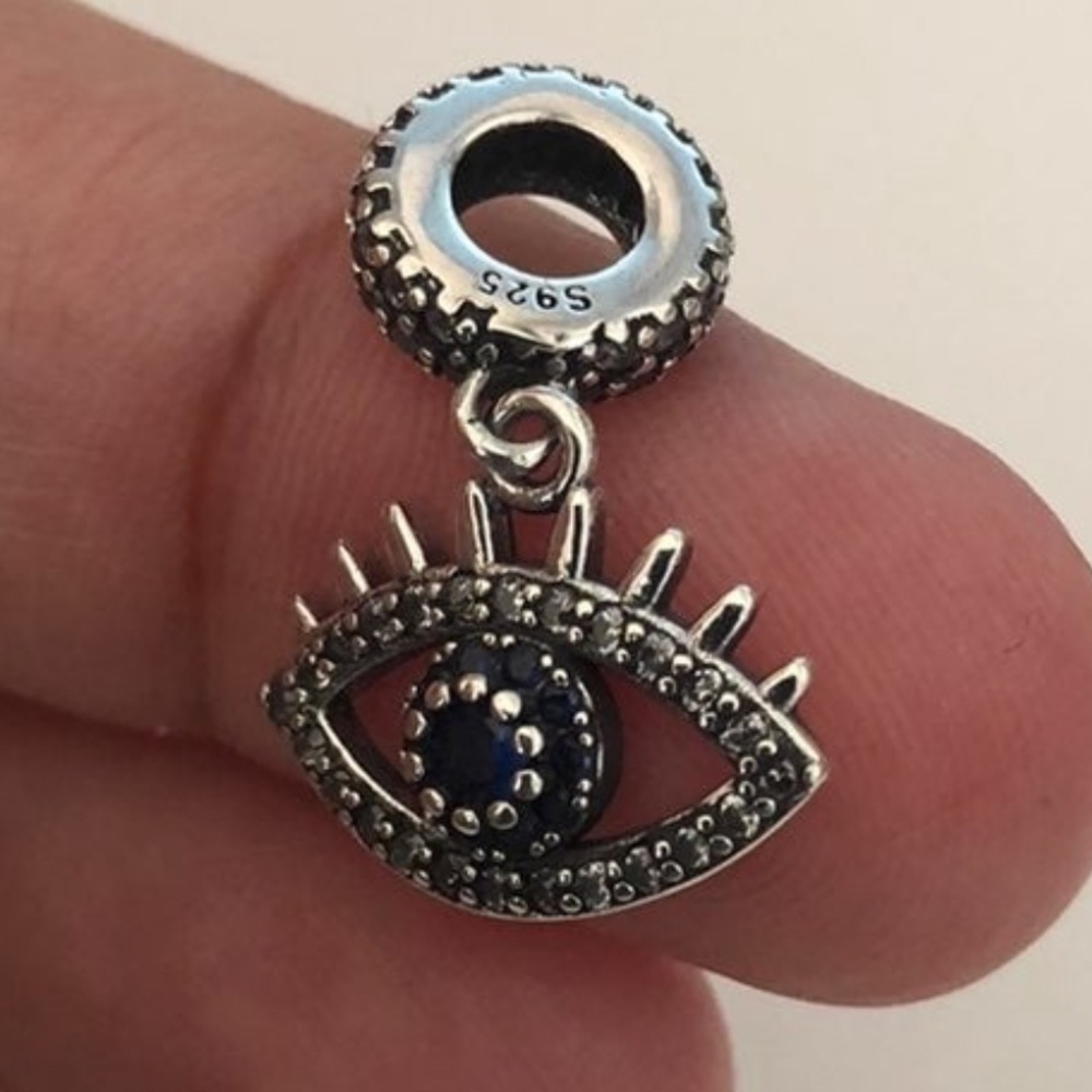 CZ Evil Eye Protection Dangle Charm - Picture 2 of 3